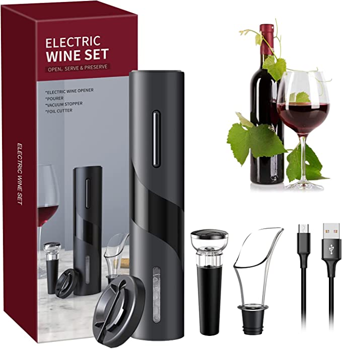 Tire-bouchon électrique Compact Avec Décapsuleur Intégré Et Indicateur De Batterie - Ouverture Facile Des Bouteilles De Vin